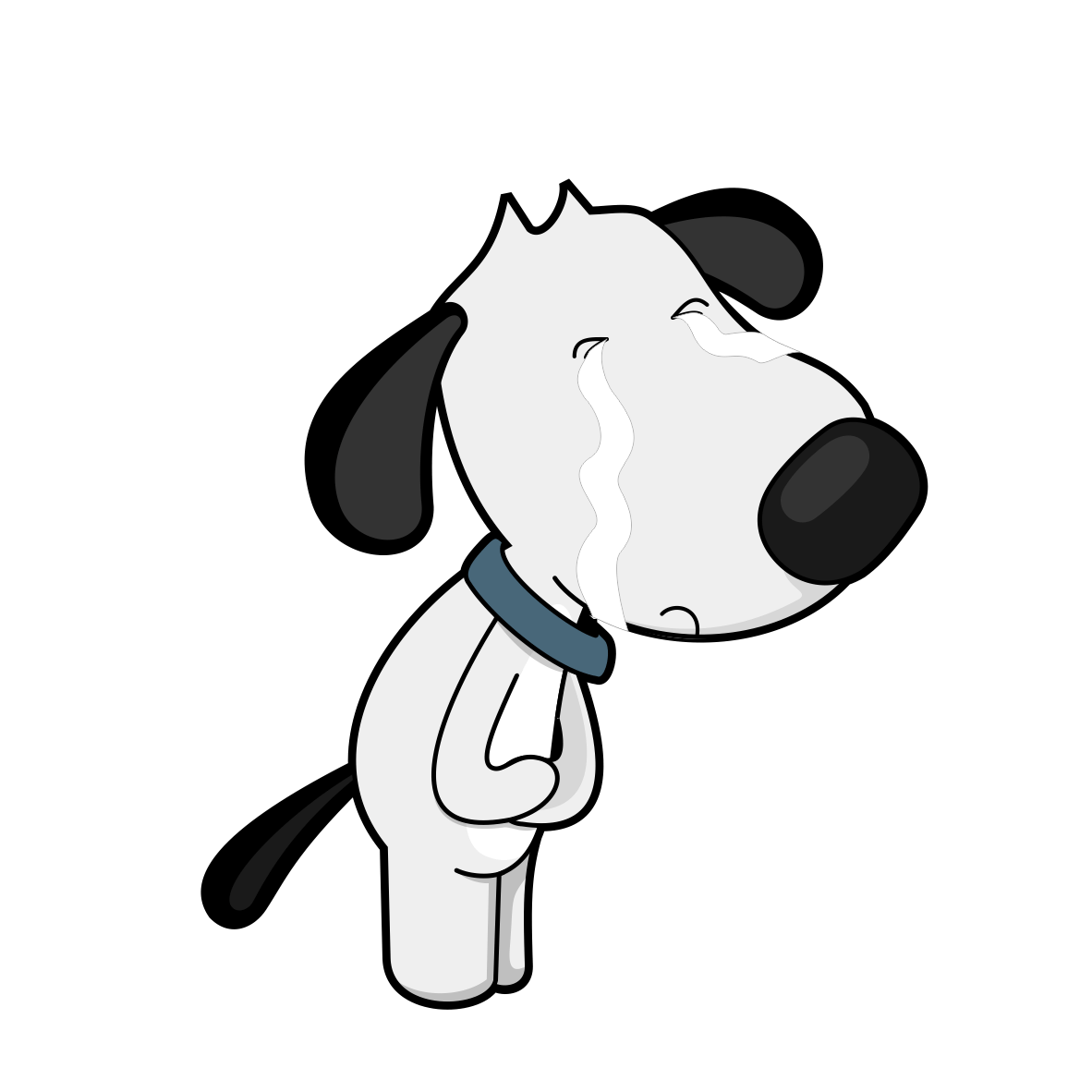 cartoon of dog holding his gut